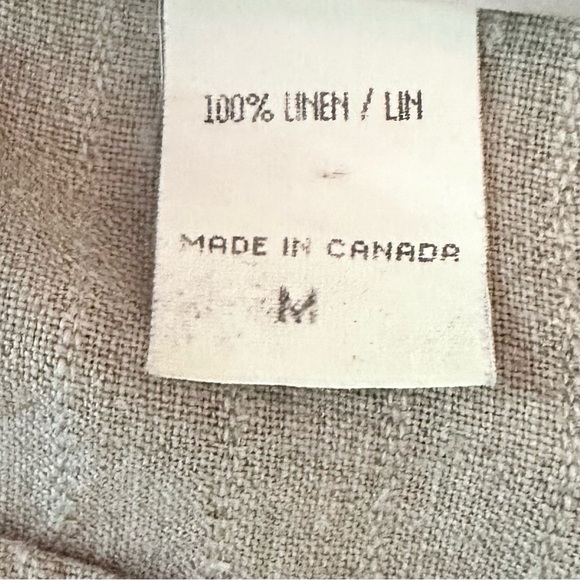 Vintage Eileen Fisher Midi Dress Beige 100% Linen Black Wht Flower Sleeveless M - Picture 7 of 9